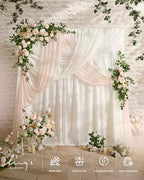Deluxe Spring Artificial Wedding Arch Flowers with Drapes Kit in Pk-cream, alternate view 2