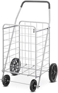Deluxe Utility Foldable Shopping Cart with Wheels, 100 Lb Capacity, Heavy Duty Grocery Cart with Steel Frame