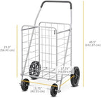 Deluxe Utility Foldable Shopping Cart with Wheels, 100 Lb Capacity, Heavy Duty Grocery Cart with Steel Frame, alternate view