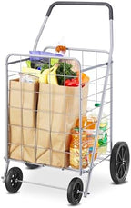 Deluxe Utility Foldable Shopping Cart with Wheels, 100 Lb Capacity, Heavy Duty Grocery Cart with Steel Frame, alternate view