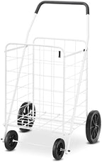 Deluxe Utility Foldable Shopping Cart with Wheels, 100 Lb Capacity, Heavy Duty Grocery Cart with Steel Frame
