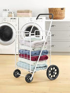 Deluxe Utility Foldable Shopping Cart with Wheels, 100 Lb Capacity, Heavy Duty Grocery Cart with Steel Frame, alternate view