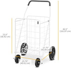 Deluxe Utility Foldable Shopping Cart with Wheels, 100 Lb Capacity, Heavy Duty Grocery Cart with Steel Frame, alternate view