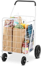 Deluxe Utility Foldable Shopping Cart with Wheels, 100 Lb Capacity, Heavy Duty Grocery Cart with Steel Frame, alternate view
