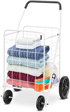 Deluxe Utility Foldable Shopping Cart with Wheels, 100 Lb Capacity, Heavy Duty Grocery Cart with Steel Frame, alternate view