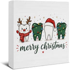 Dental Christmas Decor, Cute Christmas Teeth Wooden Sign Decorations