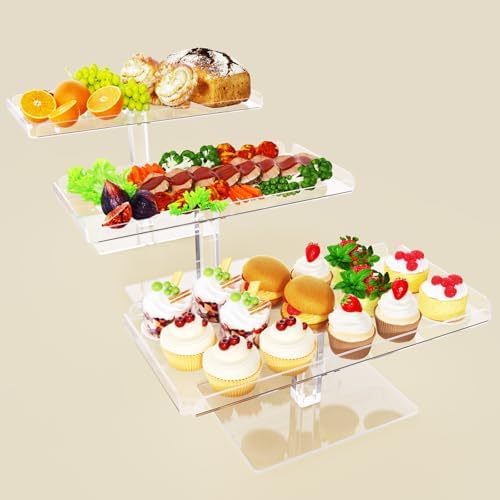 Dessert Cupcake Stand, 3 Set Acrylic Tiered Serving Tray for Dessert Table Display, Cup Cake Holder for Tea