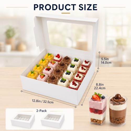 Dessert Shooter Boxes 2-Pack, 24-Slot Dessert Carrier Boxes for Wedding Catering and Party Display, Cupcake, alternate view 3
