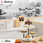 Dessert Stands for 50 Cupcakes 360°Rotating Wood Cupcake Stands Wedding Cake Stand 4 Tiered Cookie Serving Trays, alternate