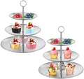 Dessert Table Display Set, 2pcs 3 Tier Metal Serving Tray Cake Display Stand Set, Cup Cake Tower Stand Fruit