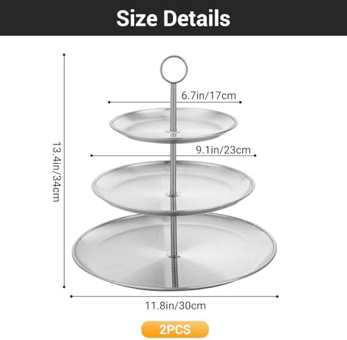 Dessert Table Display Set, 2pcs 3 Tier Metal Serving Tray Cake Display Stand Set, Cup Cake Tower Stand Fruit, alternate view