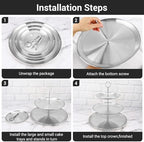 Dessert Table Display Set, 2pcs 3 Tier Metal Serving Tray Cake Display Stand Set, Cup Cake Tower Stand Fruit, alternate view
