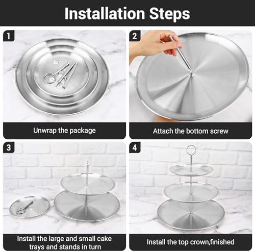 Dessert Table Display Set, 2pcs 3 Tier Metal Serving Tray Cake Display Stand Set, Cup Cake Tower Stand Fruit, alternate view