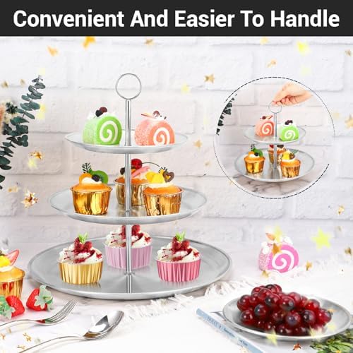Dessert Table Display Set, 2pcs 3 Tier Metal Serving Tray Cake Display Stand Set, Cup Cake Tower Stand Fruit, alternate view