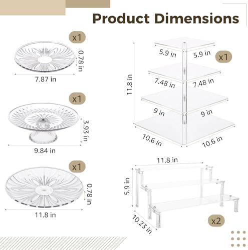 Dessert Table Display Set, 6 PCS Acrylic Cake Stands & Cupcake Tower in Clear, alternate view 2