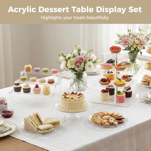 Dessert Table Display Set, 6 PCS Acrylic Cake Stands & Cupcake Tower in Clear, alternate view 3