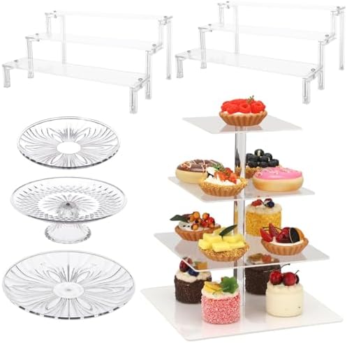 Dessert Table Display Set, 6 PCS Acrylic Cake Stands & Cupcake Tower in Clear, alternate view 6
