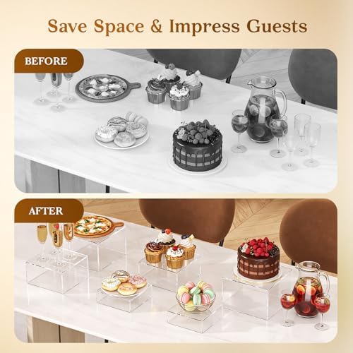 Dessert Table Display Set,6pcs Buffet Risers, Cake Ttand, Transparent Buffet Risers, Acrylic Boxes For Display, alternate