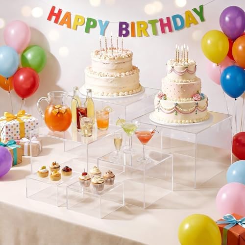 Dessert Table Display Set,6pcs Buffet Risers, Cake Ttand, Transparent Buffet Risers, Acrylic Boxes For Display, alternate
