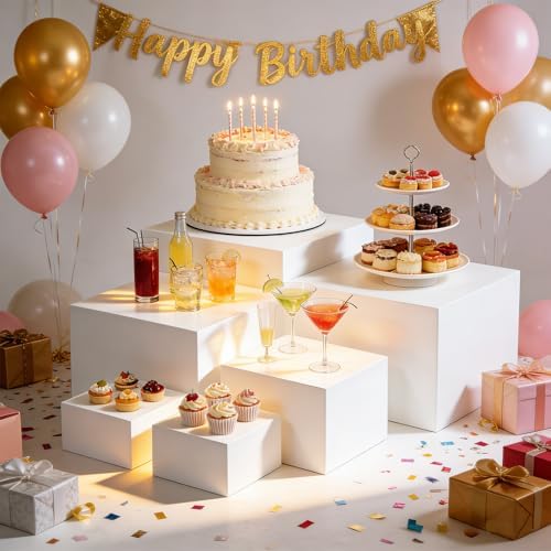 Dessert Table Display Set,6pcs Buffet Risers, Dessert Table Display Set, White Buffet Risers, Acrylic Boxes For, alternate