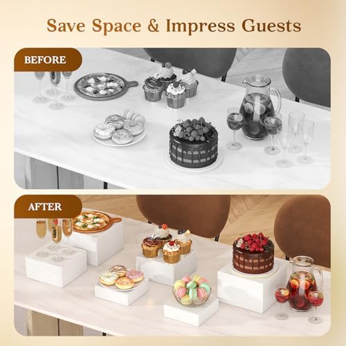 Dessert Table Display Set,6pcs Buffet Risers, Dessert Table Display Set, White Buffet Risers, Acrylic Boxes For, alternate