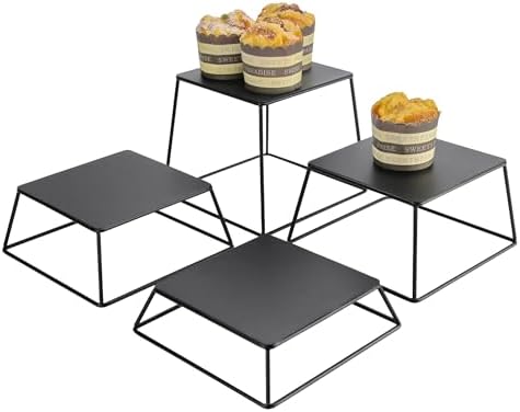 Dessert Table Risers Display Stands Food display Black Metal Square Retail Pizza, Cupcake, Candy Stands Food