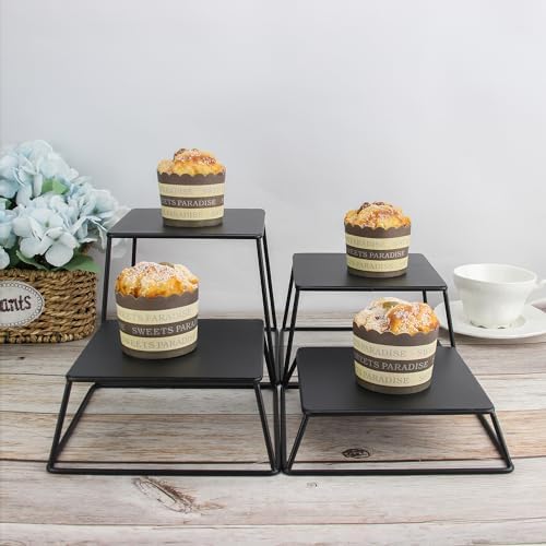 Dessert Table Risers Display Stands Food display Black Metal Square Retail Pizza, Cupcake, Candy Stands Food, alternate view