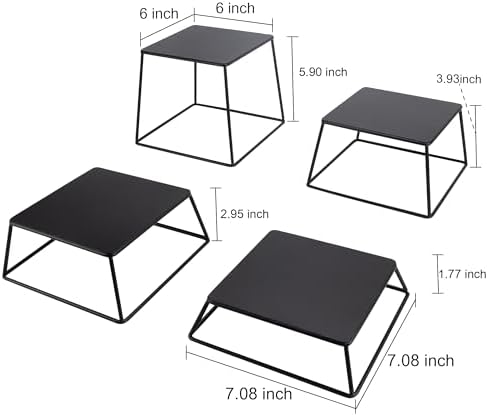 Dessert Table Risers Display Stands Food display Black Metal Square Retail Pizza, Cupcake, Candy Stands Food, alternate view