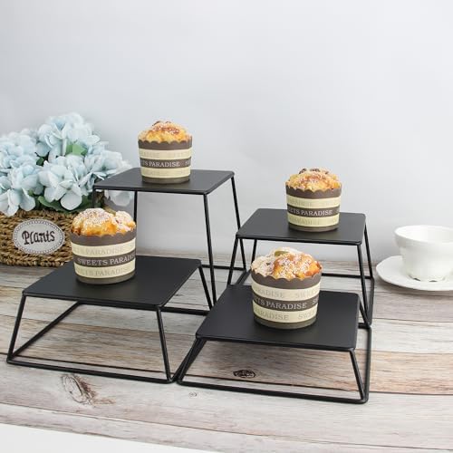 Dessert Table Risers Display Stands Food display Black Metal Square Retail Pizza, Cupcake, Candy Stands Food, alternate view