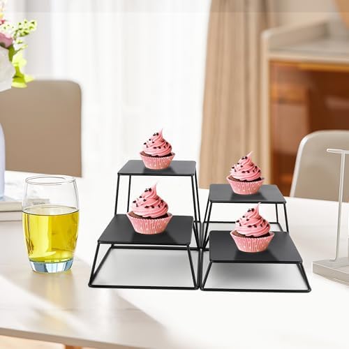 Dessert Table Risers Display Stands Food display Black Metal Square Retail Pizza, Cupcake, Candy Stands Food, alternate view