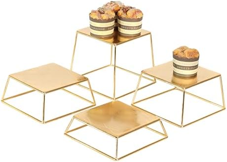Dessert Table Risers Display Stands Food display Gold Metal Square Retail Pizza, Cupcake, Candy Stands Food