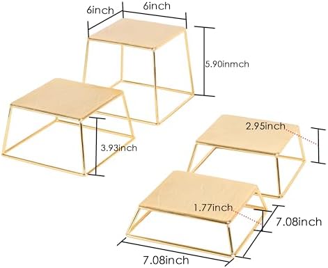 Dessert Table Risers Display Stands Food display Gold Metal Square Retail Pizza, Cupcake, Candy Stands Food, alternate view 3