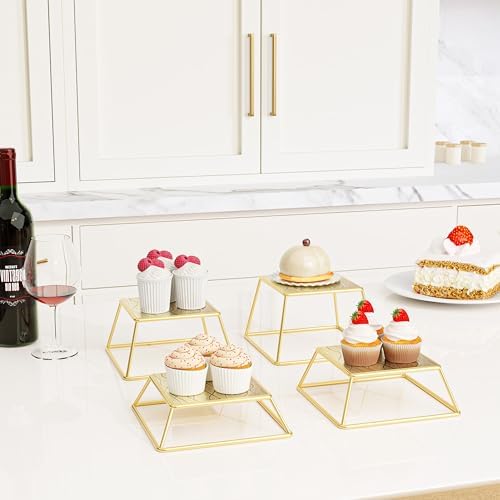 Dessert Table Risers Display Stands Food display Gold Metal Square Retail Pizza, Cupcake, Candy Stands Food, alternate view 4