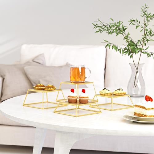 Dessert Table Risers Display Stands Food display Gold Metal Square Retail Pizza, Cupcake, Candy Stands Food, alternate view 5