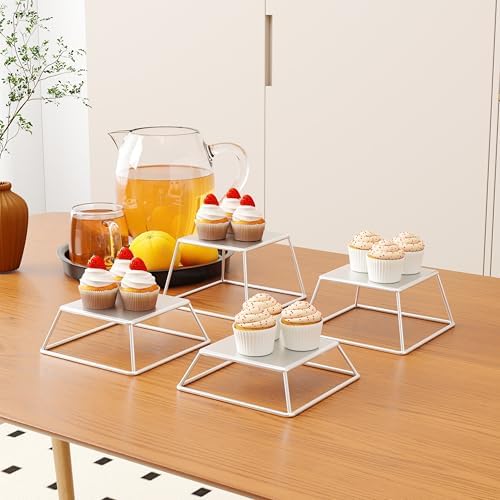 Dessert Table Risers Display Stands Food display White Metal Square Retail Pizza, Cupcake, Candy Stands Food, alternate view