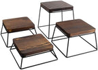 Dessert Table Risers Display Stands Food display Wood & Black Metal Square Retail Pizza, Cupcake, Candy Stands