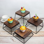 Dessert Table Risers Display Stands Food display Wood & Black Metal Square Retail Pizza, Cupcake, Candy Stands, alternate