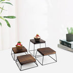 Dessert Table Risers Display Stands Food display Wood & Black Metal Square Retail Pizza, Cupcake, Candy Stands, alternate