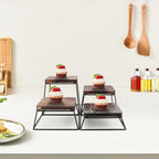 Dessert Table Risers Display Stands Food display Wood & Black Metal Square Retail Pizza, Cupcake, Candy Stands, alternate