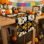 Dia De Los Muertos Decorations - Sugar Skull Table Runner with Banner, alternate view 2