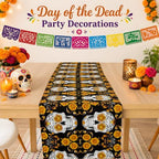 Dia De Los Muertos Decorations - Sugar Skull Table Runner with Banner, alternate view 7