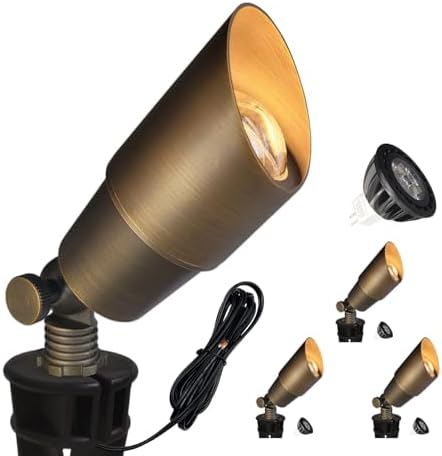 Die-cast Brass Landscape Spotlights 4 Pack with MR16 (101B Bronze)