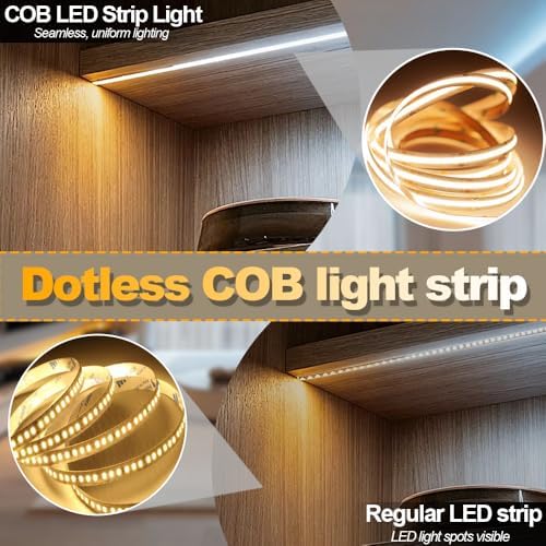 Diffused CCT COB LED Light Strip,5Rolls*6.56FT,2700K-6500K Dimmable, Smart Transformer Support Remote/App/Alexa, alternate