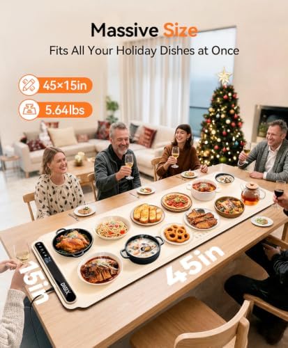 DIGIX Warming Mat for Food Extra Large 45''x15'', 8s Fast Heating, alternate view 4