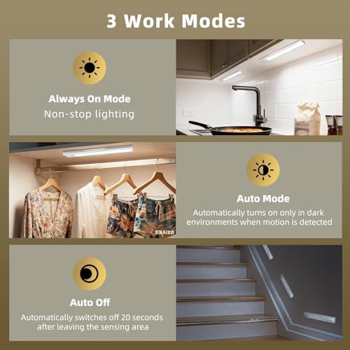 Dimmable Under Cabinet Lighting, Wireless Motion Sensor Light, 5 Pack, alternate view 3