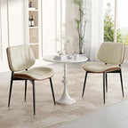 Dining Chair, Mid Century Modern Dining Room Chairs, Upholstered Faux Leather Kitchen Chairs with Walnut, alternate view 6