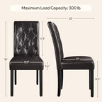 Dining Chairs Set of 2 Button Tufted Kitchen Chairs Brown, alternate view 2