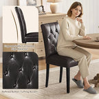 Dining Chairs Set of 2 Button Tufted Kitchen Chairs Brown, alternate view 3