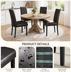Dining Chairs Set of 2 Button Tufted Kitchen Chairs Brown, alternate view 6