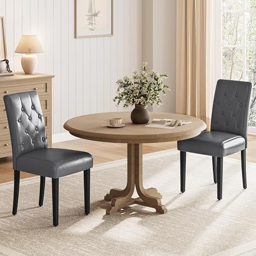 Dining Chairs Set of 2 Button Tufted Kitchen Chairs Gray